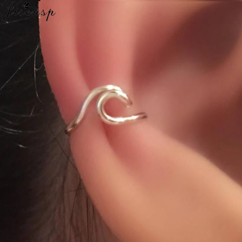 Jisensp Vintage Onda Ear Cuff Cartilagem Brincos para Mulheres de Surf Jóias Torcida Ear Cuff Estilo Boho Piercing, Brinco
