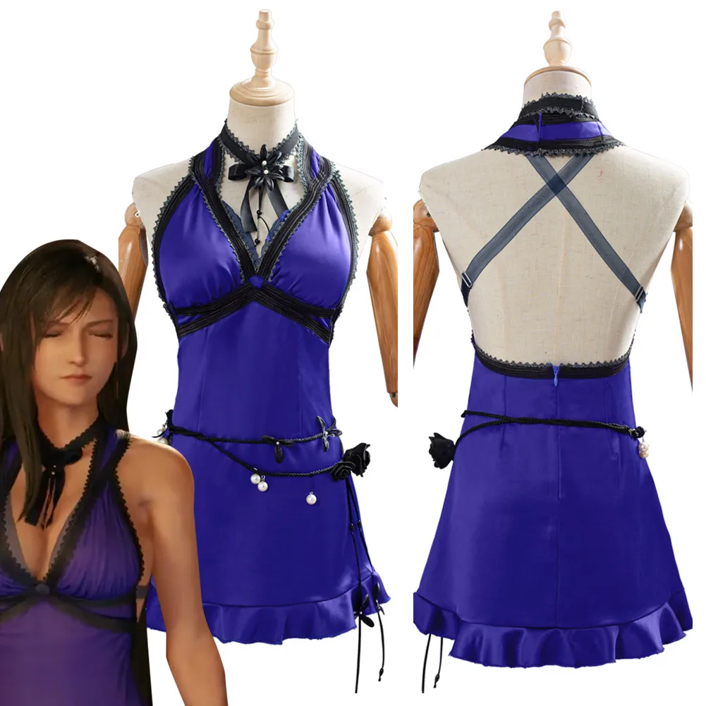 Jogo Final Fantasy VII Remake Tifa Lockhart Cosplay Traje Vestido de Mulher as Meninas de Halloween, Carnaval Roupa