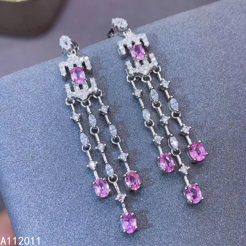 KJJEAXCMY Fina prata esterlina da Jóia 925 embutidos natural safira rosa feminino popular novos brincos Eardrop teste de apoio