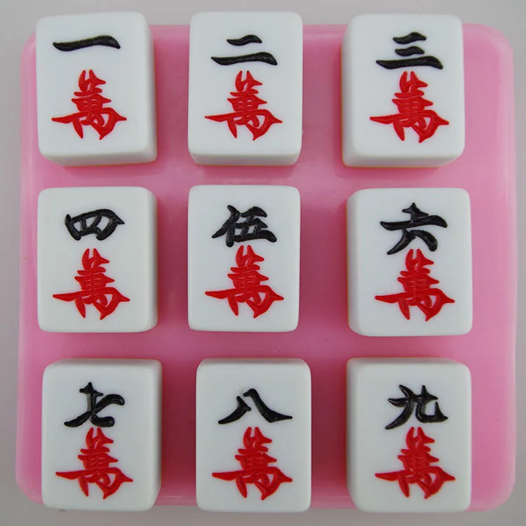 Mahjong chinês 1-9 sorvete de ferramentas de cozinha de Natal molde de resina de silicone forma fondant de chocolate bolo de decoração F0545