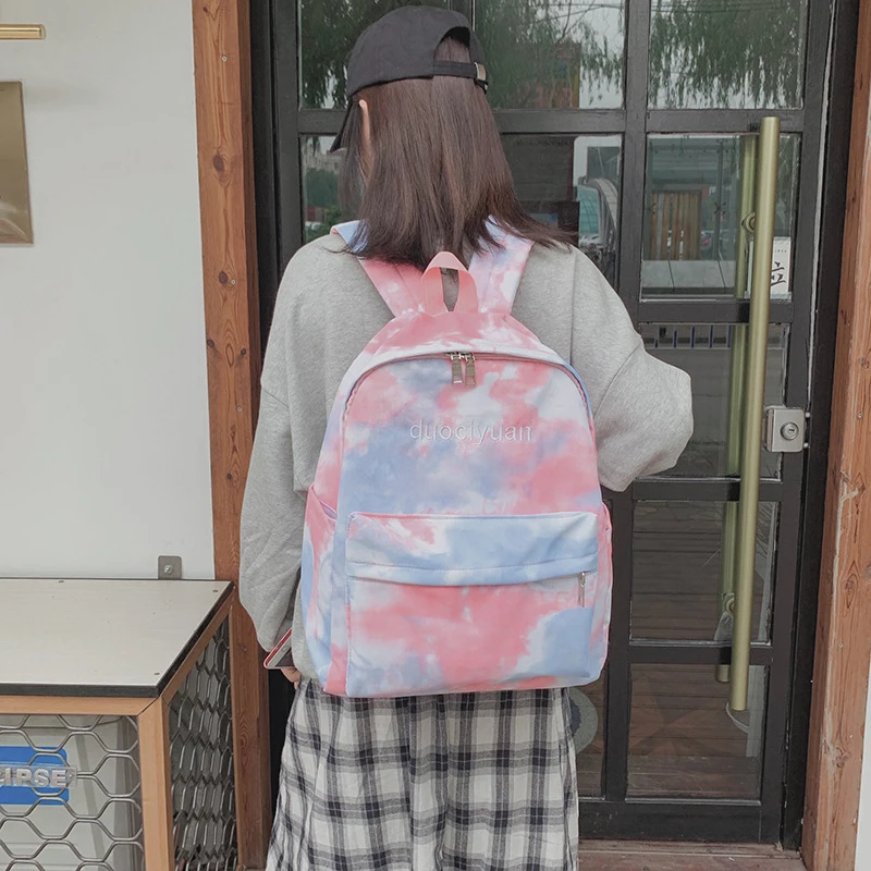 Moda das Mulheres Mochilas cor-de-Rosa Escola Bagpack para Adolescente Meninas Preppy Style Céu Estrelado Impressão Saco de Viagem Aluno Saco de Ombro