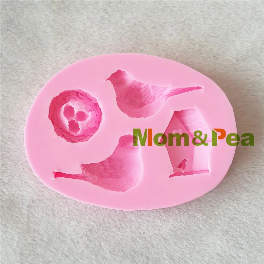 Mom&Pea 1199 Frete Grátis Ninho de Pássaros Molde de Silicone, a Decoração do Bolo Fondant de Bolo 3D Molde de qualidade Alimentar