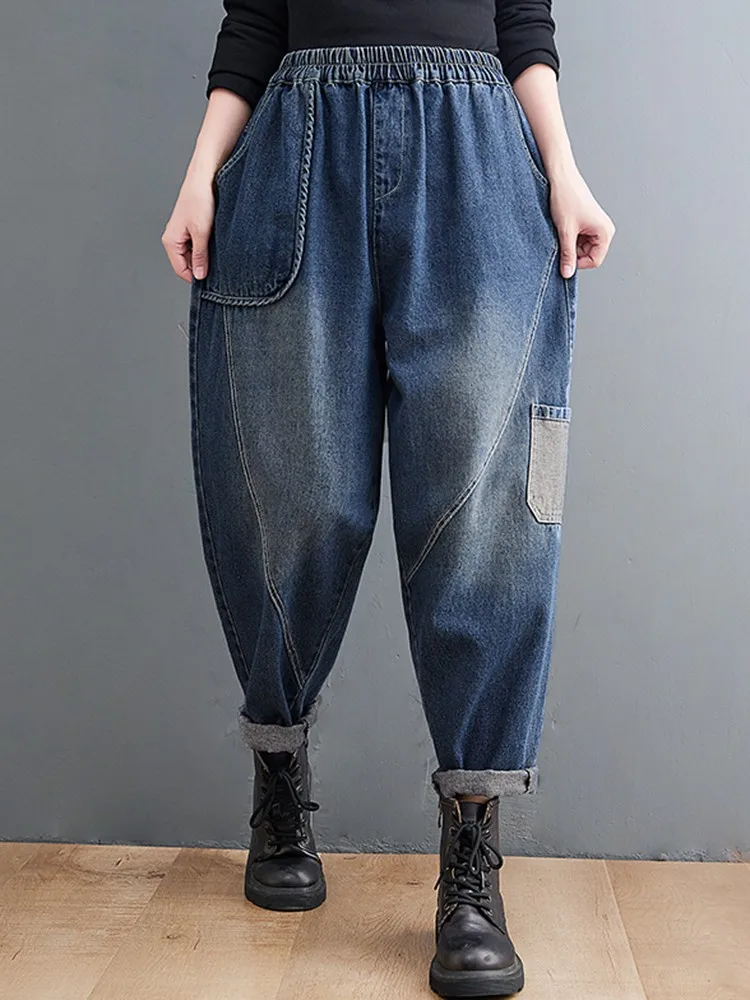 Mulheres Casual Jeans Nova Chegada 2022 Outono Vintage Estilo Streetwear Todos-jogo Solto Cintura Alta Feminina Jeans sarouel W2181