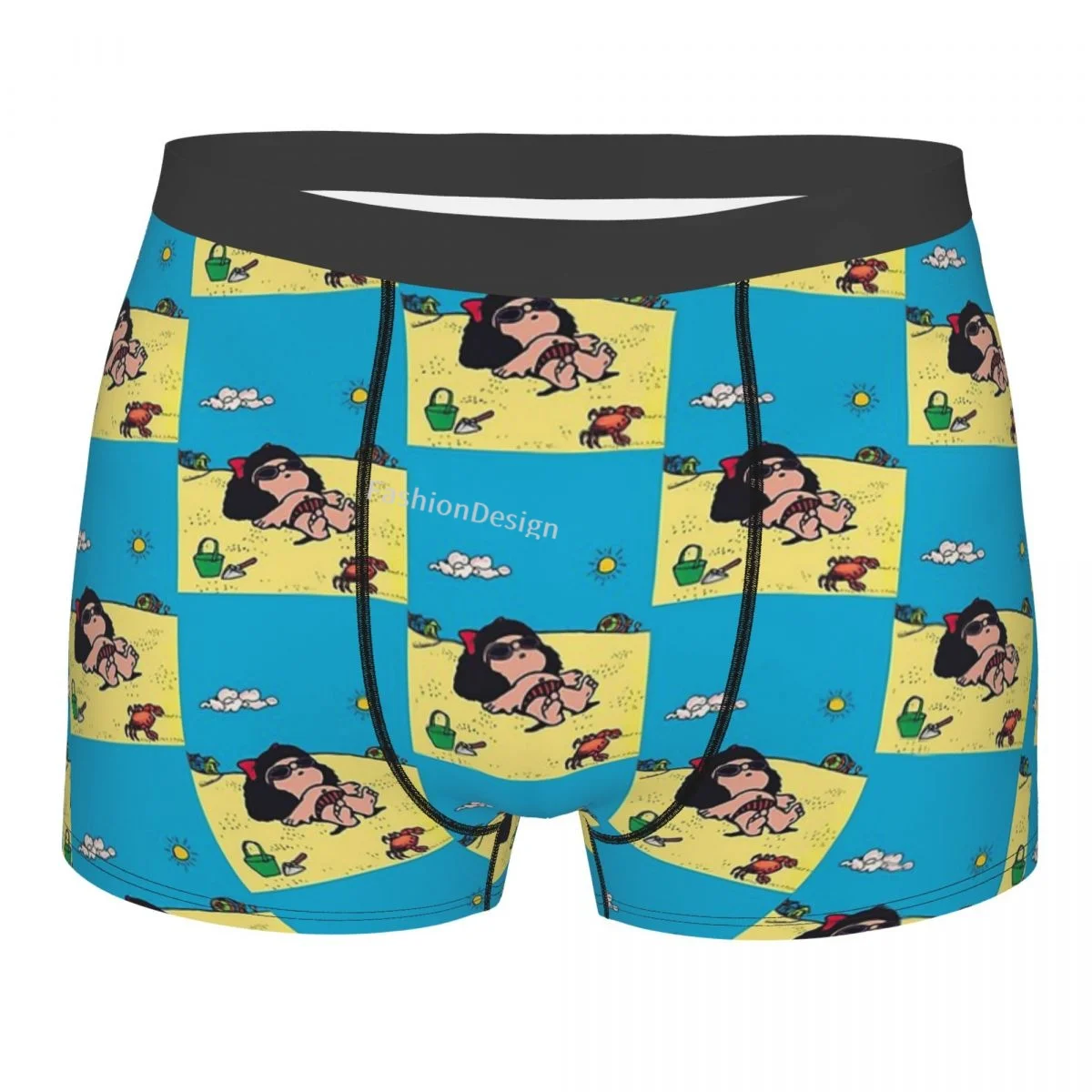 Na Praia, Banhos De Sol Na Cor Mafalda Miguelito Quadrinhos Cuecas Homme Calcinha Homem Cueca De Impressão Shorts Boxer Briefs