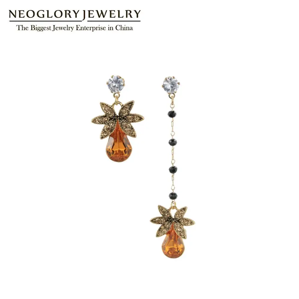 Neoglory Moda Assimétrico Maple Leaf Brincos Para Mulheres De Luxo, A Jóia De Cristal Para O Partido 2020 De Outono E De Inverno De Novos Projetos