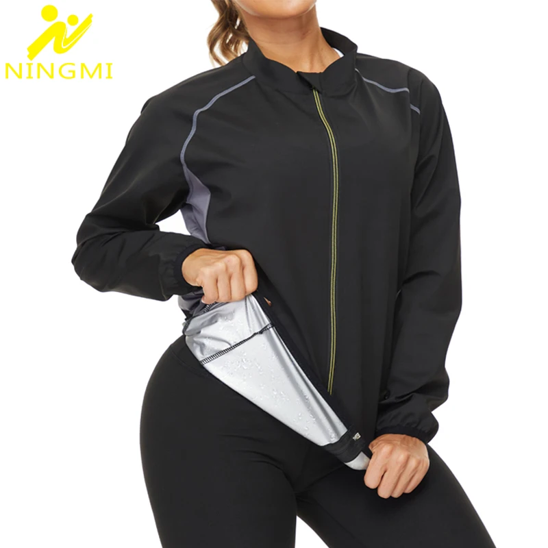 NINGMI Shapewear Sauna Camisa para a Perda de Peso da Cintura das Mulheres Treinador Suar a Camisa de Fitness Shaper do Corpo a Queima de Gordura Sauna Jecket