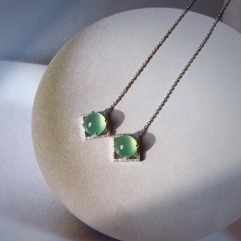 Novas e criativas de alta ice clear aço arma ovo de jade rodada brincos de diamante charme criativo retro jóias de prata