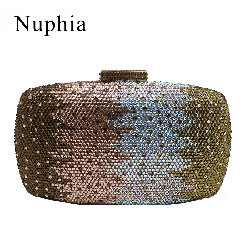 NUPHIA Champanhe Cristal de Embreagem e Sacos de Noite para as Mulheres Parte da Noite a Festa de Formatura Amarelo/Roxo