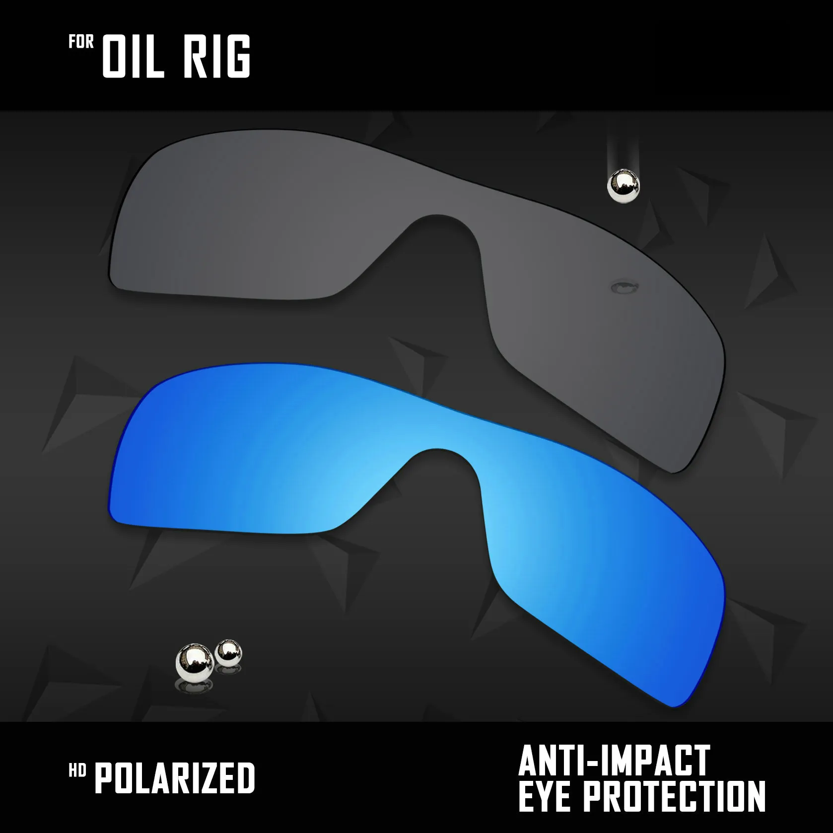 OOWLIT 2 Peças de Óculos de sol Polarizados de Substituição de Lentes para Oakley Oil Rig-Preto e Azul Gelo