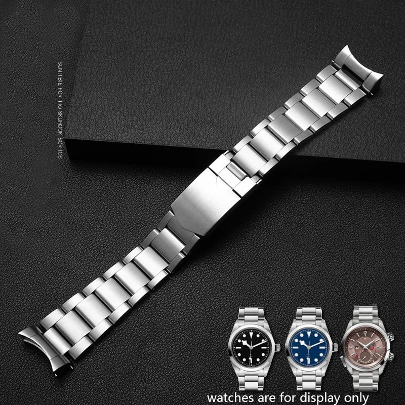 PEIYI 22mm de aço Inoxidável, pulseira de prata, pulseira de Substituição de pulseira de metal para o Património Preto Bay série relógio masculino cadeia