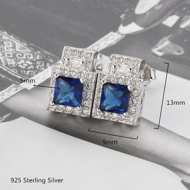 Prata 925 Feminino Doces Brincos Excelente Verde e Azul Cristal de Casamento de Luxo Brinco para Mulher, Menina, Moda Jóias