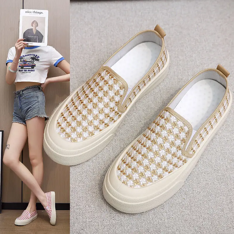 Primavera Versão coreana de Sapatos de Lona, as Mulheres formam a Deslizar sobre Televisão Calçados Femininos de Conforto Respirável Tênis Zapatillas Mujer