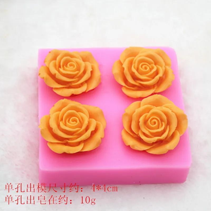 QIQIPP P630 Quatro furos rose sabonete artesanal molde de chocolate do molde molde de silicone de açúcar