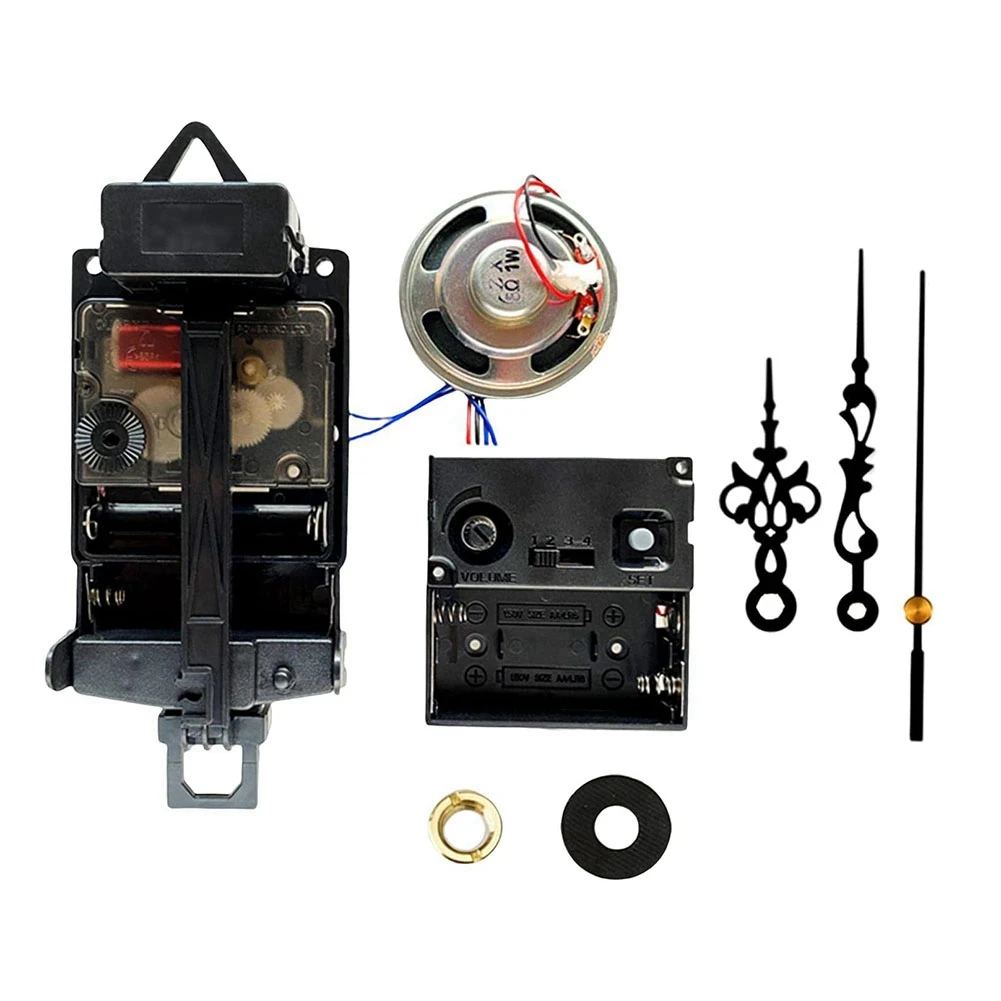 Quartzo Relógio de Pêndulo Movimento Negro Com as Mãos,com Caixa de Música alto-Falante,Operado por Bateria,Melodia Mecanismo para DIY Relógio