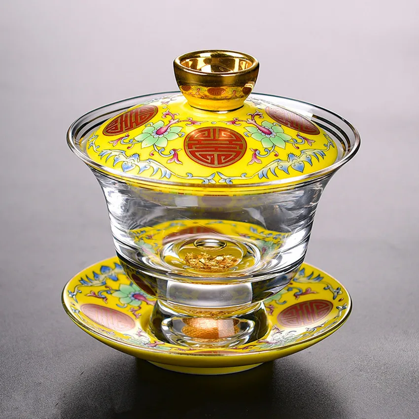 Royal especiais tampa tigela xícara de chá de definir o Creative cor de Esmalte artesanato Vidro de café expresso café copa do Kung Fu Conjunto de Chá da Tarde, chá de festa conjuntos