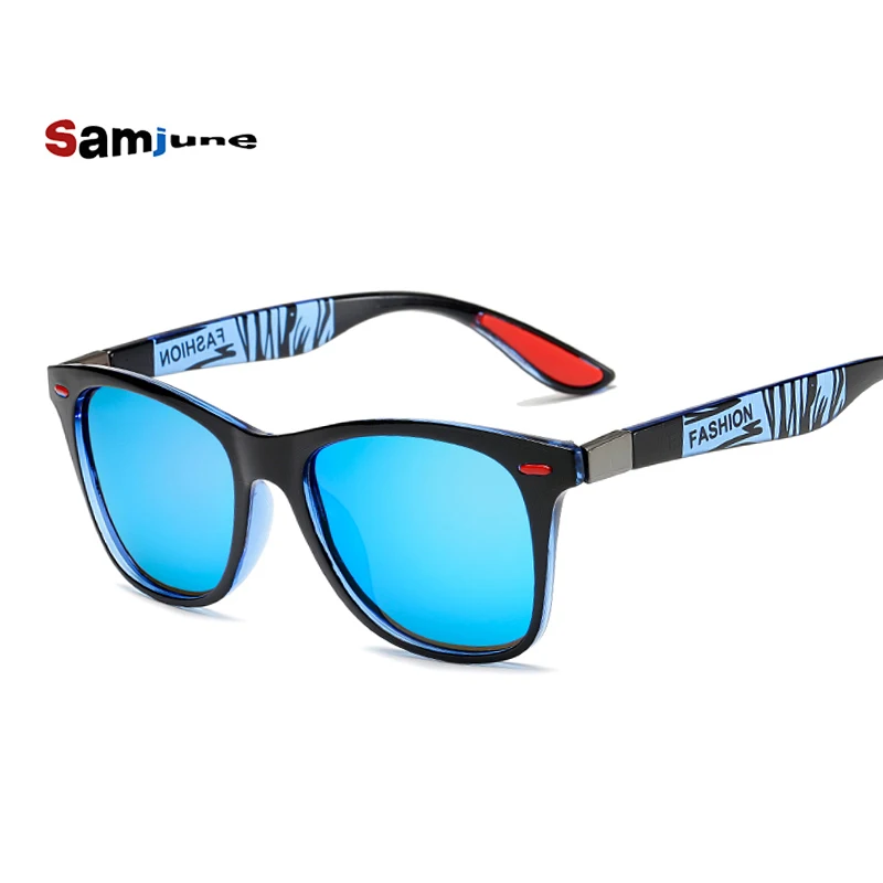 Samjune Clássico Óculos de sol Polarizados Homens Mulheres Condução Tons de Moldura Quadrada de Óculos de Sol de Marca Designer Masculina Óculos de proteção UV400 Gafas