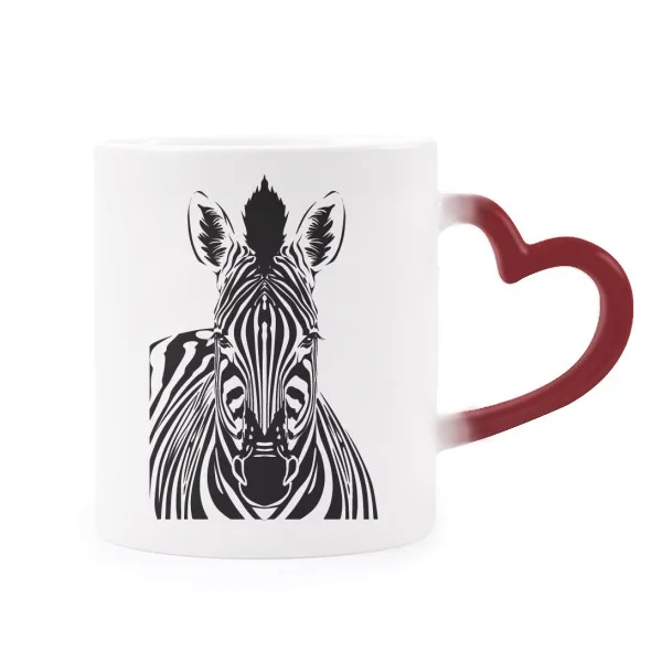 Simples Zebra Animal Morphing Caneca De Calor Sensível Coração Vermelho Copa