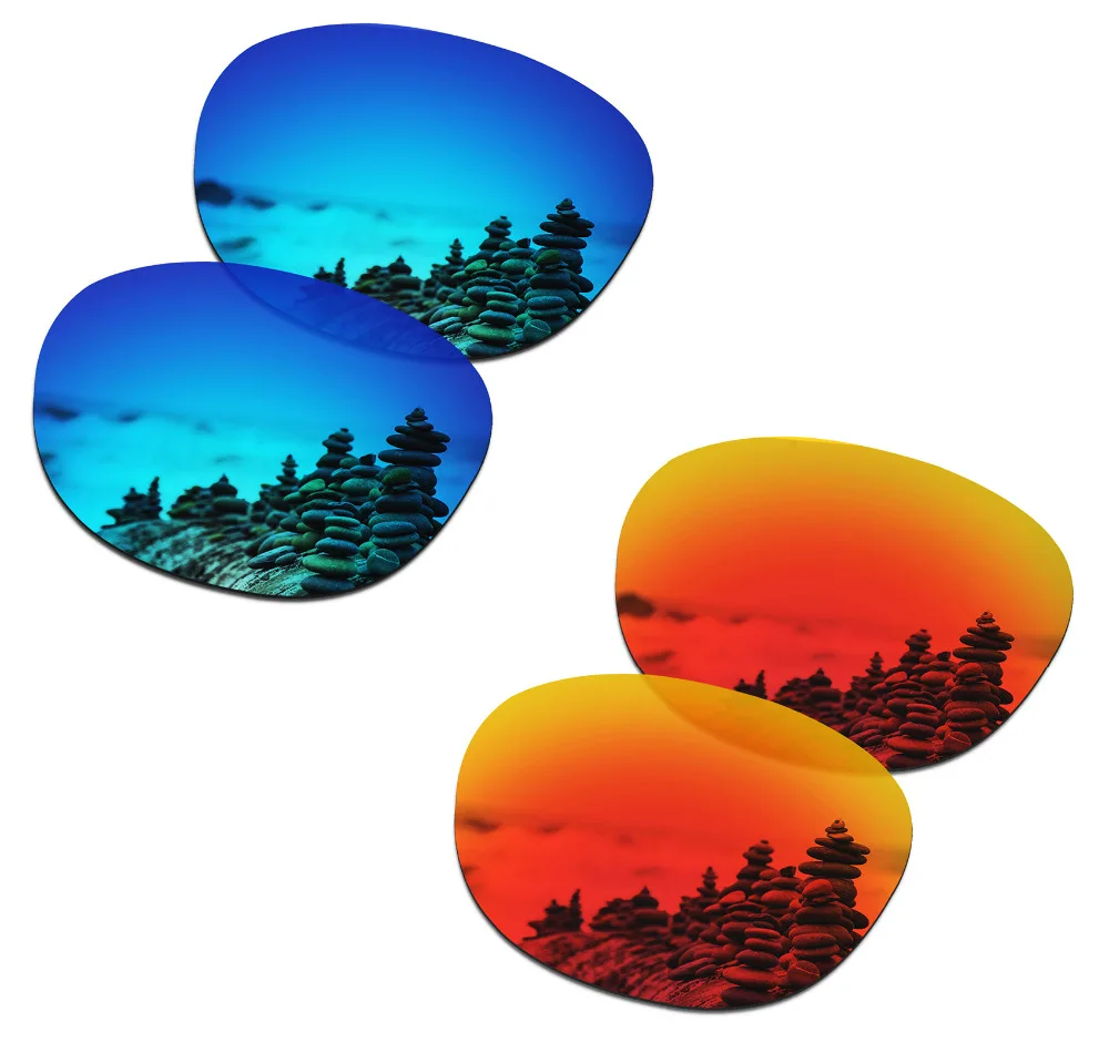 SmartVLT 2 Pares de Óculos Polarizados de Substituição de Lentes para Oakley Garage Rock de Gelo Azul e Vermelho Fogo