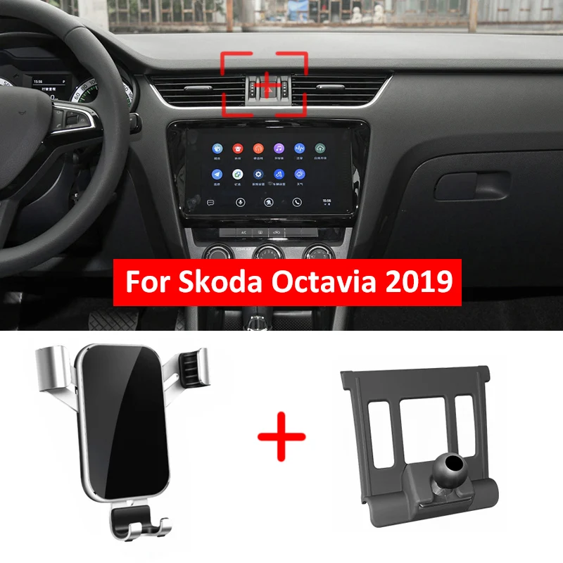 Telefone para viatura Titular do Skoda Octavia Mk3 2019 Auto Acessórios Carro de Ventilação de Ar Snap-on Mount Suporte de Telefone Celular, GPS, Suporte de apoio