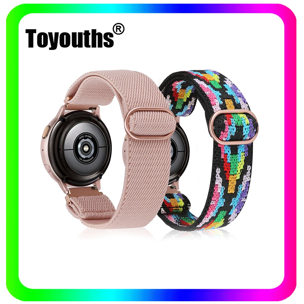 Toyouths 2Pack Nylon Elástico Correia de Relógio para Samsung Galaxy Watch, da Faixa 4 de 20mm Ajustável Elástico Banda para Samsung Active 2 40mm