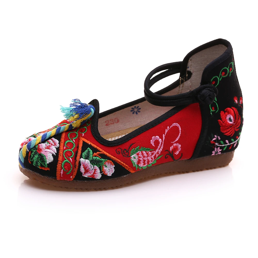 YRZP Mulheres Respirável Casual de Lona da Cunha Sapatos de Plataforma Artesanal Vintage Flor Bordado Casual Bombas Zapatos Mujer